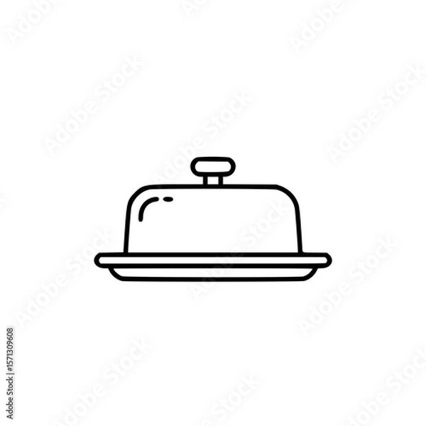 Fototapeta Simple linear vector icon of a butter dish on a plate  