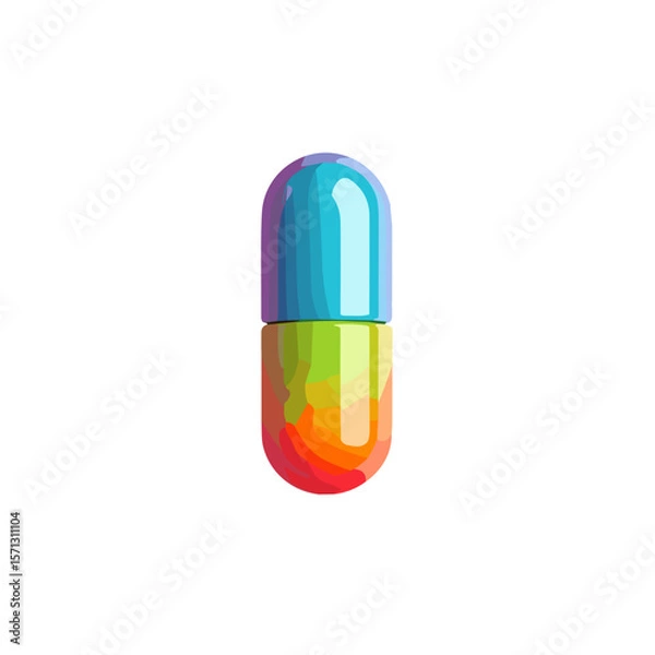 Fototapeta Colorful gradient capsule illustration on a white background with copy space