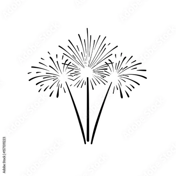 Fototapeta Black firework illustration on a white background with copy space
