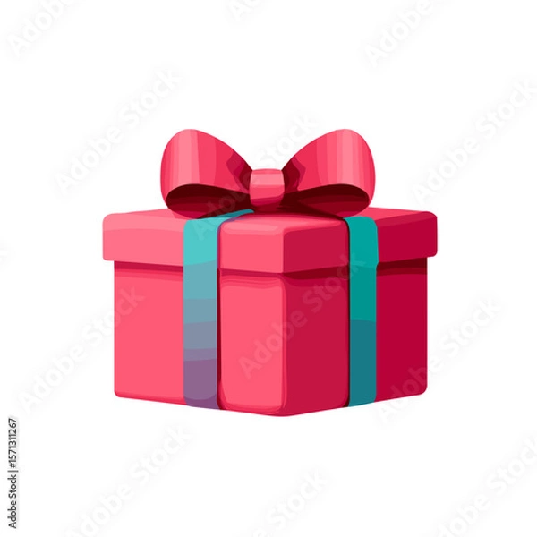 Fototapeta Colorful gift box with a bow on a white background and copy space