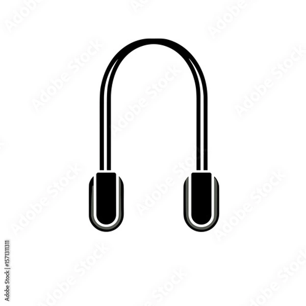 Fototapeta Simple black headphone illustration on a white background with copy space