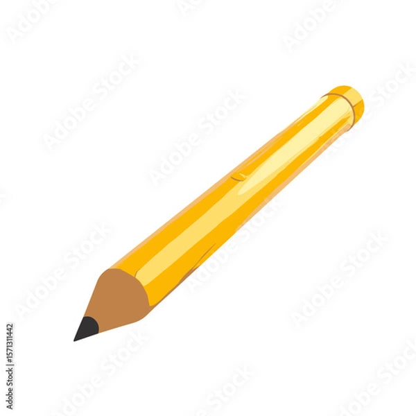 Fototapeta Stylish yellow pencil with a pointed tip on a white background and copy space