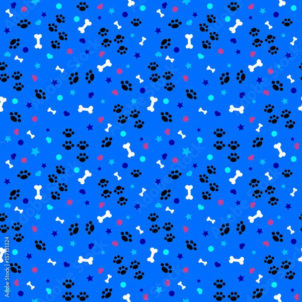 Fototapeta Bright texture for pets, vector. Funny seamless background with a pet theme