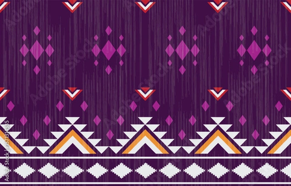 Fototapeta Geometric ethnic Native American tribal patterns, featuring Aztec and Navajo motifs, create a seamless decorative texture. Design for background ,curtain, carpet, clothing, wrapping, Batik.