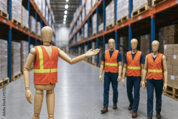 Fototapeta Efficient coordination and organization within a warehouse highlight teamwork logistics and management processes for smooth operations