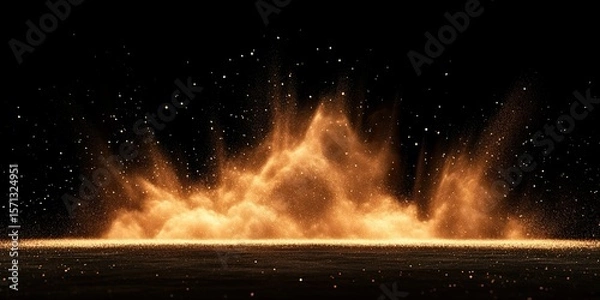 Fototapeta A large amount of golden dust falling to the ground