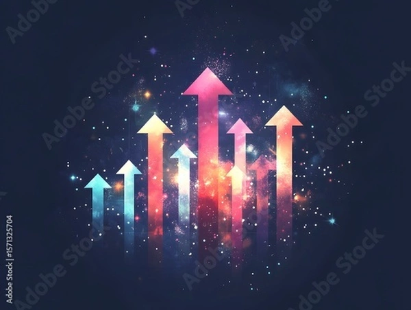 Fototapeta Colorful Abstract Arrows Representing Growth and Progress in Space