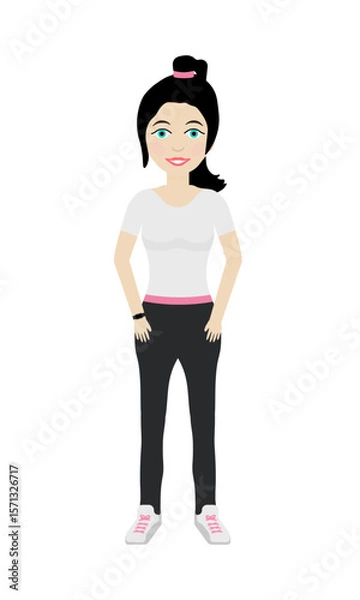 Fototapeta Female Sports Character – Front View – Animation-Ready Vector Mascot for Motion Design