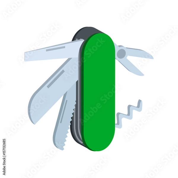 Fototapeta Multi tool symbol. Flat Isometric Icon or Logo. 3D Style Pictogram for Web Design, UI, Mobile App, Infographic.