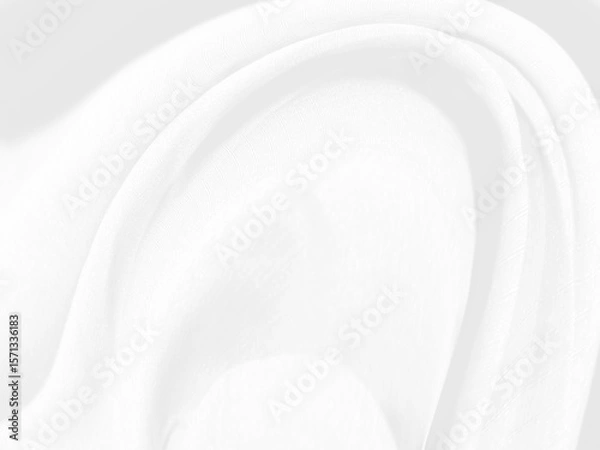 Fototapeta Clean woven decorative fashion textile soft fabric white abstract smooth curve shape background