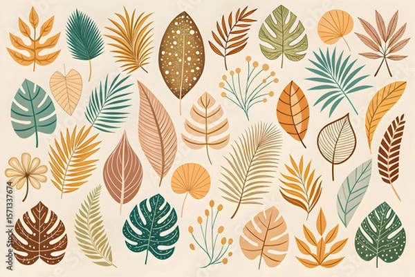 Fototapeta seamless pattern with autumn leaves