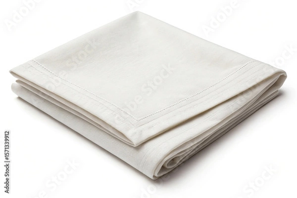 Obraz Folded white linen napkin isolated on white background