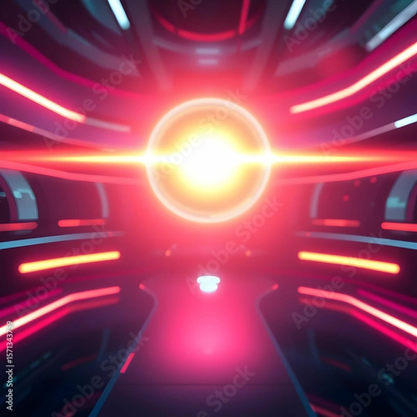 Fototapeta Cool futuristic abstract background with shining neon light