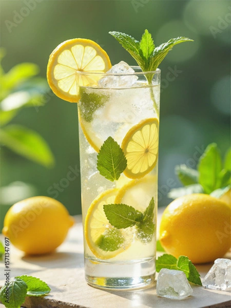 Obraz lemon cocktail with lime