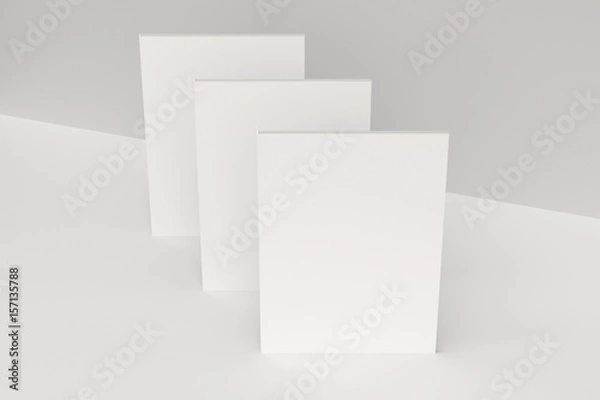 Fototapeta Three blank white closed brochure mock-up on white background