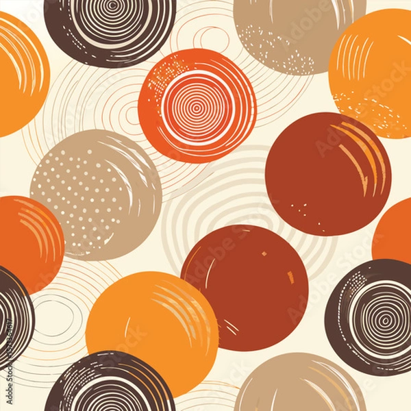 Fototapeta Abstract composition featuring a seamless pattern of layered organic shapes in warm earth tones suitable for diverse design applications