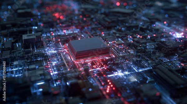 Fototapeta AI Processor with Dynamic Visual Effects