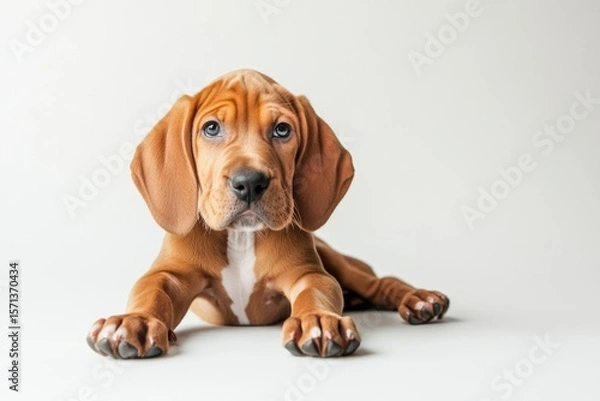 Fototapeta playful dog puppy isolated with a copy space