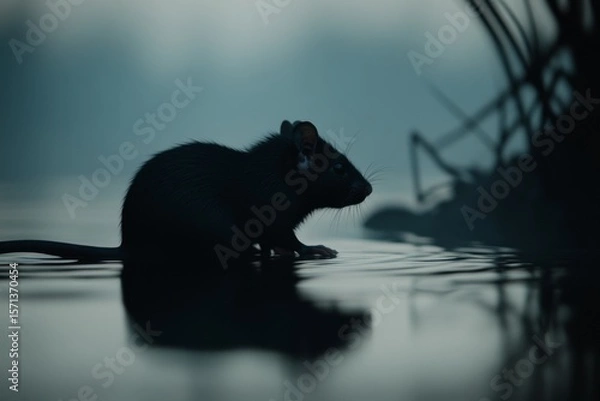 Fototapeta small rat with a copy space