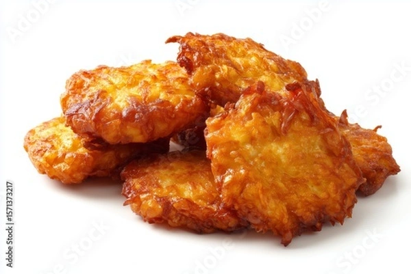 Obraz Indonesian tempe goreng fried snacks displayed on a clean white background showcasing a crunchy and golden-brown texture