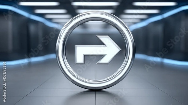 Fototapeta Dynamic motion blur u-turn symbol in a futuristic tunnel abstract fast-paced gigapixel scene