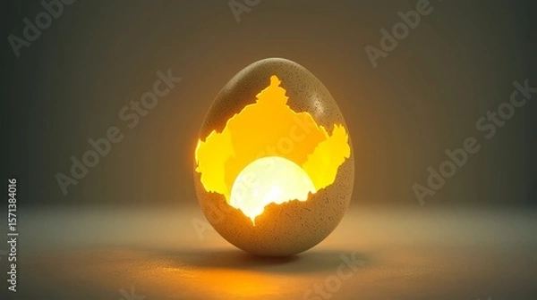 Fototapeta Easter festival action dramatic shot of a colorful egg breaking illuminating a bunny's delightful spring scene