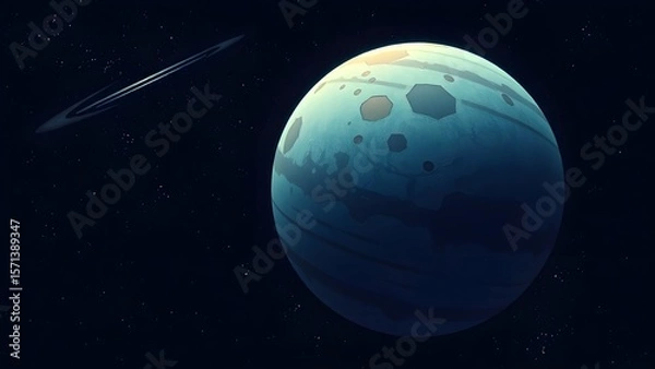 Fototapeta Space background with place for text. Surface of the planet with craters. Space decoration for your design. Stars and comets on dark background.