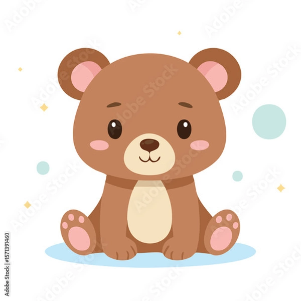 Fototapeta Cute bear cub flat vector