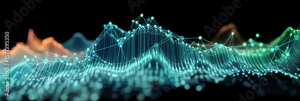 Fototapeta Abstract digital background with interconnected lines and glowing nodes