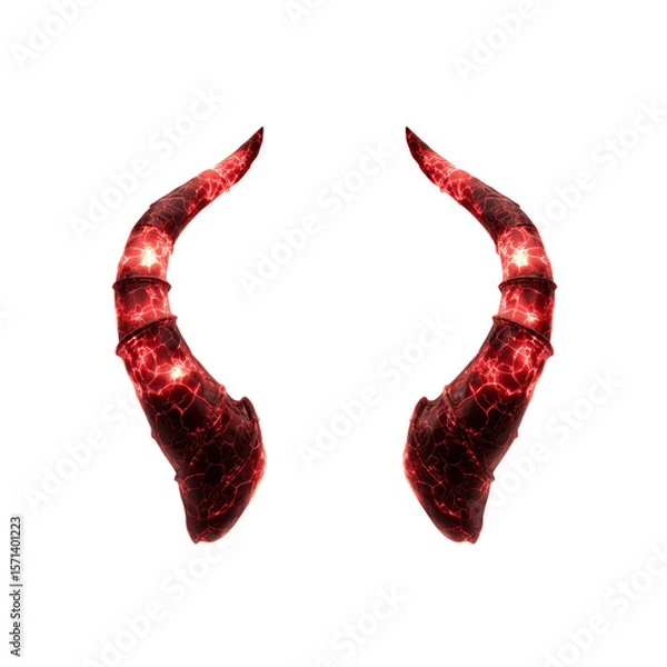 Obraz Glowing Red Demon Horns With Cracked Texture devil horns