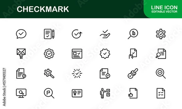 Fototapeta Checkmark Modern Line Icon Pack. Minimal, clean, and professional outline symbols perfect for verification, tasks, and approval-related themes.