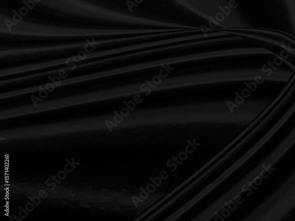Fototapeta beauty fashion textile soft fabric black abstract. smooth curve shape matrix decorate background