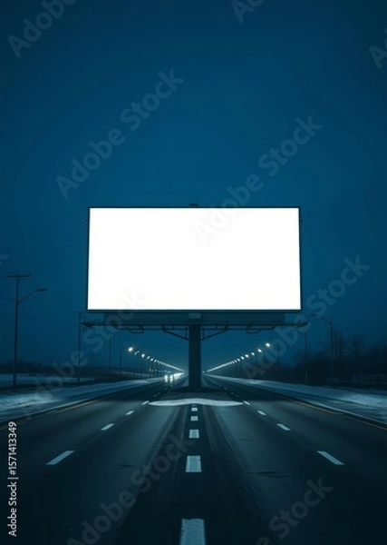 Obraz A pristine billboard its surface devoid of any inscription stands majestically in the heart of a deserted highway its stark white canvas ready to embrace the power of words and images awaiting its des