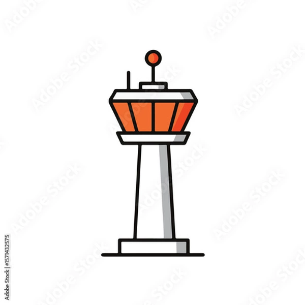 Obraz Airport traffic control tower illustration.