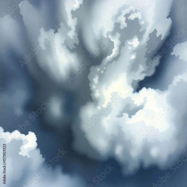 Fototapeta Dramatic cloud formations swirl under a bright blue sky while shadows dance during a midday summer storm in the heart of nature