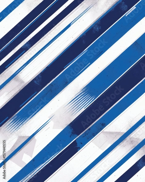 Fototapeta Dynamic blue and white diagonal stripes create a modern abstract design with energetic movement and vibrant contrast