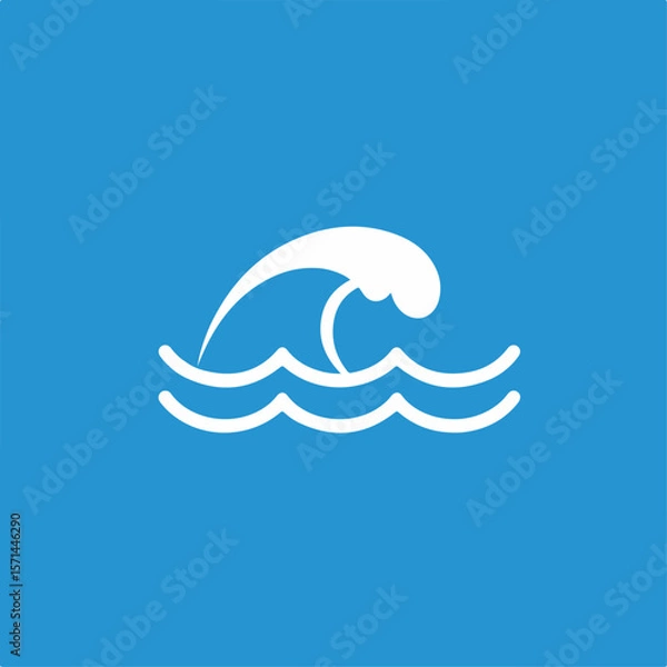 Fototapeta Simple wave graphic element for summer designs against vibrant blue backdrop. Wave graphic symbolizes ocean energy and vitality. Ideal wave graphic for branding, marketing,