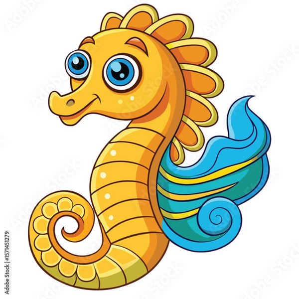 Obraz Charming seahorse illustration with a curvy tail and friendly eyes