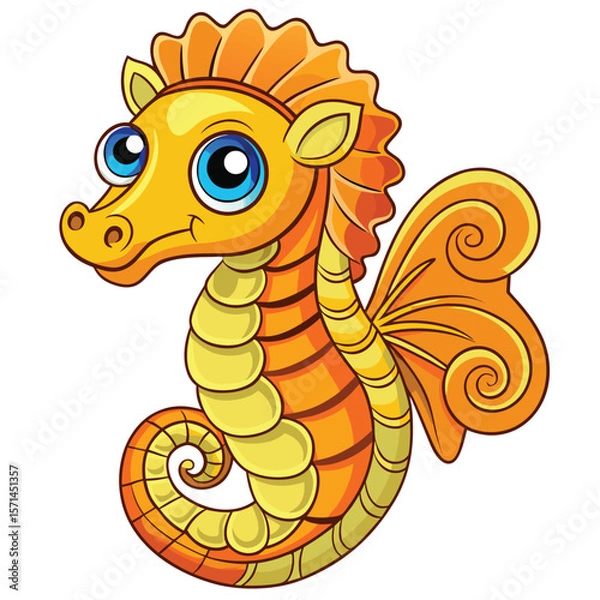 Obraz Charming seahorse illustration with a flowing tail and kind eyes