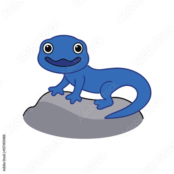Obraz Funny salamander posing on a flat rock in a vibrant vector illustration