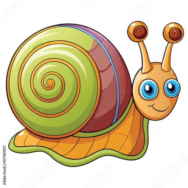 Obraz Charming snail with a spiraled shell and prominent eye stalks