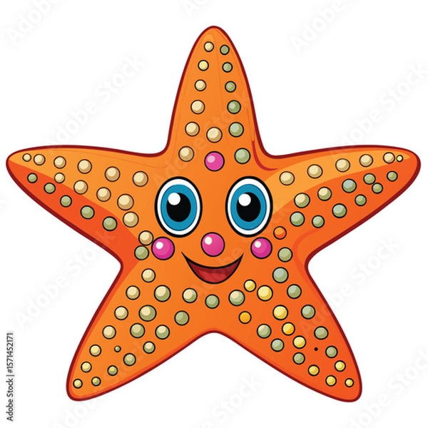 Obraz Stylized starfish illustration with decorative dots and smiley face