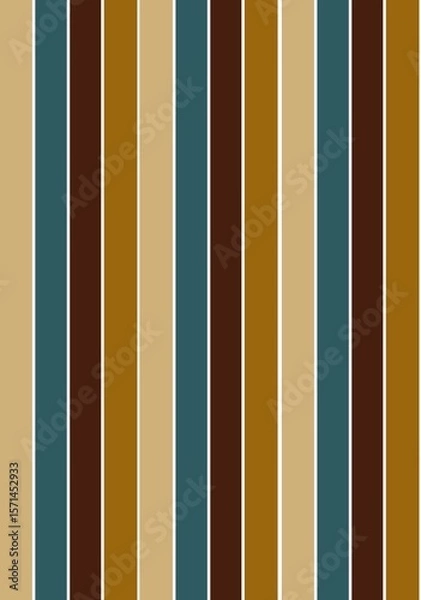 Fototapeta Seamless Vertical Striped Background in Earthy Color Palette Featuring Ochre, Teal, and Chocolate Tones. Illustration