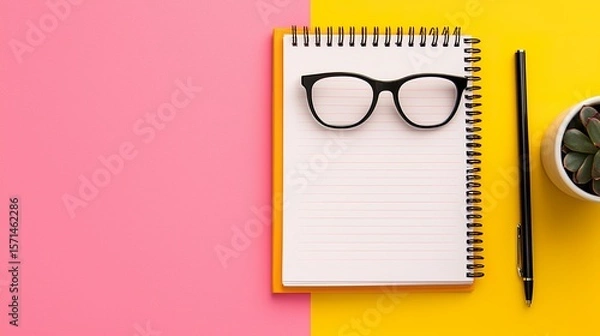 Fototapeta Overhead shot of a minimalist financial journal with only 'Goals' written on the page, clear objectives
