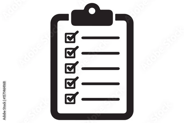 Obraz Checklist clipboard silhouette icon for task management and planning isolated on white background