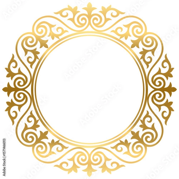 Obraz Gold ornamental round vector frame 07