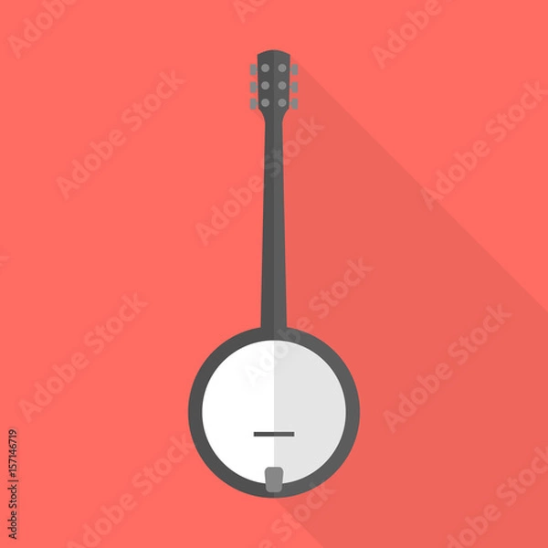 Obraz Image of a banjo on a red background. Flat design