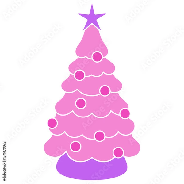 Obraz cute pink christmas tree vector