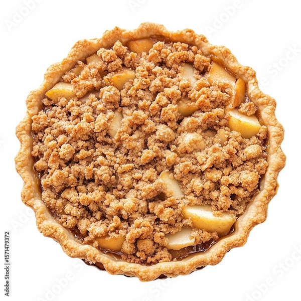 Obraz Delicious apple crumble pie with golden, crumbly topping and juicy apple filling, perfect for dessert. pie crust is flaky and complements sweet, spiced apples