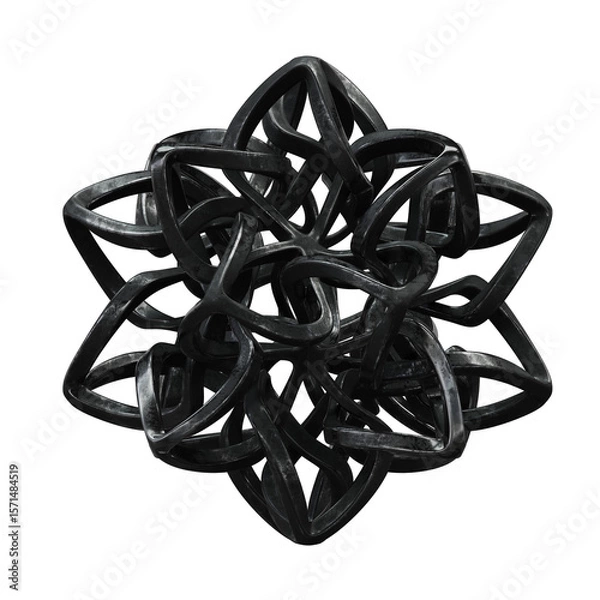 Fototapeta Black abstract geometric 3d rendering shape, trendy playful isolated design elements. Diseño abstracto negro en 3D. Arte. Futuristic. Futuro. PNG
